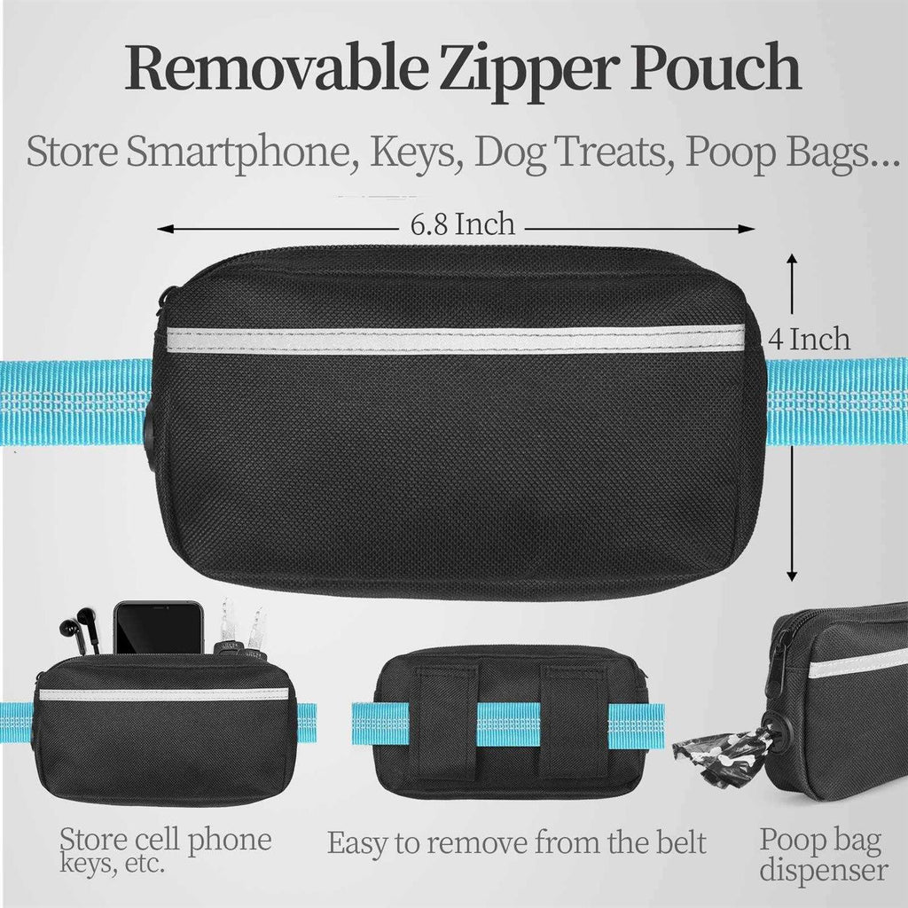 Hands Free Dog Leash with Zipper Pouch, Dual Padded Handles and Durable Bungee V2323