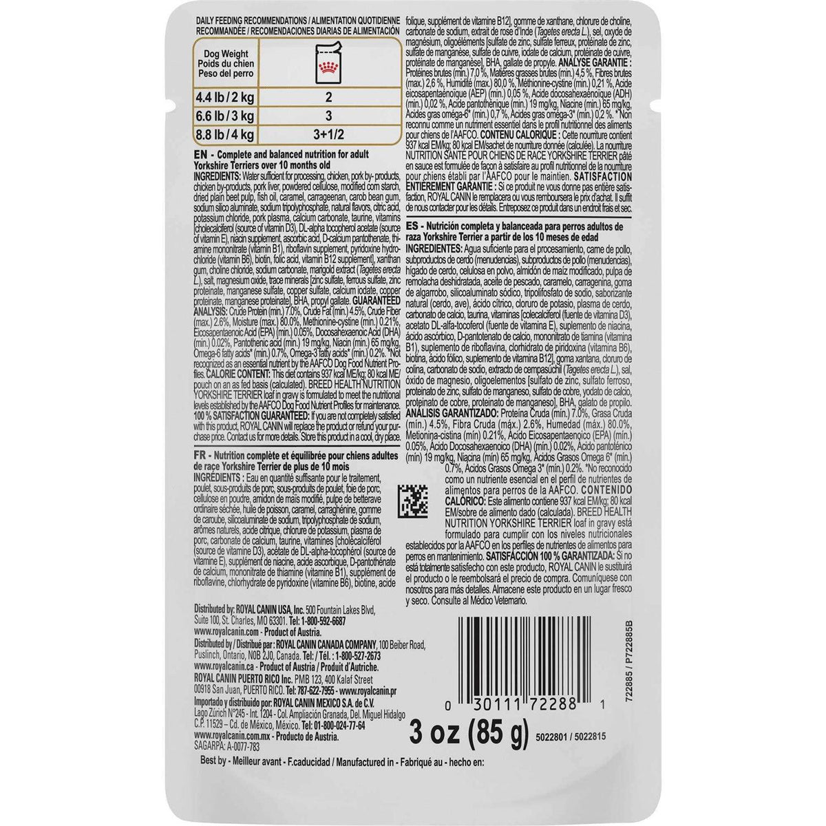 Yorkshire Terrier Adult Breed Specific Wet Dog Food W24705