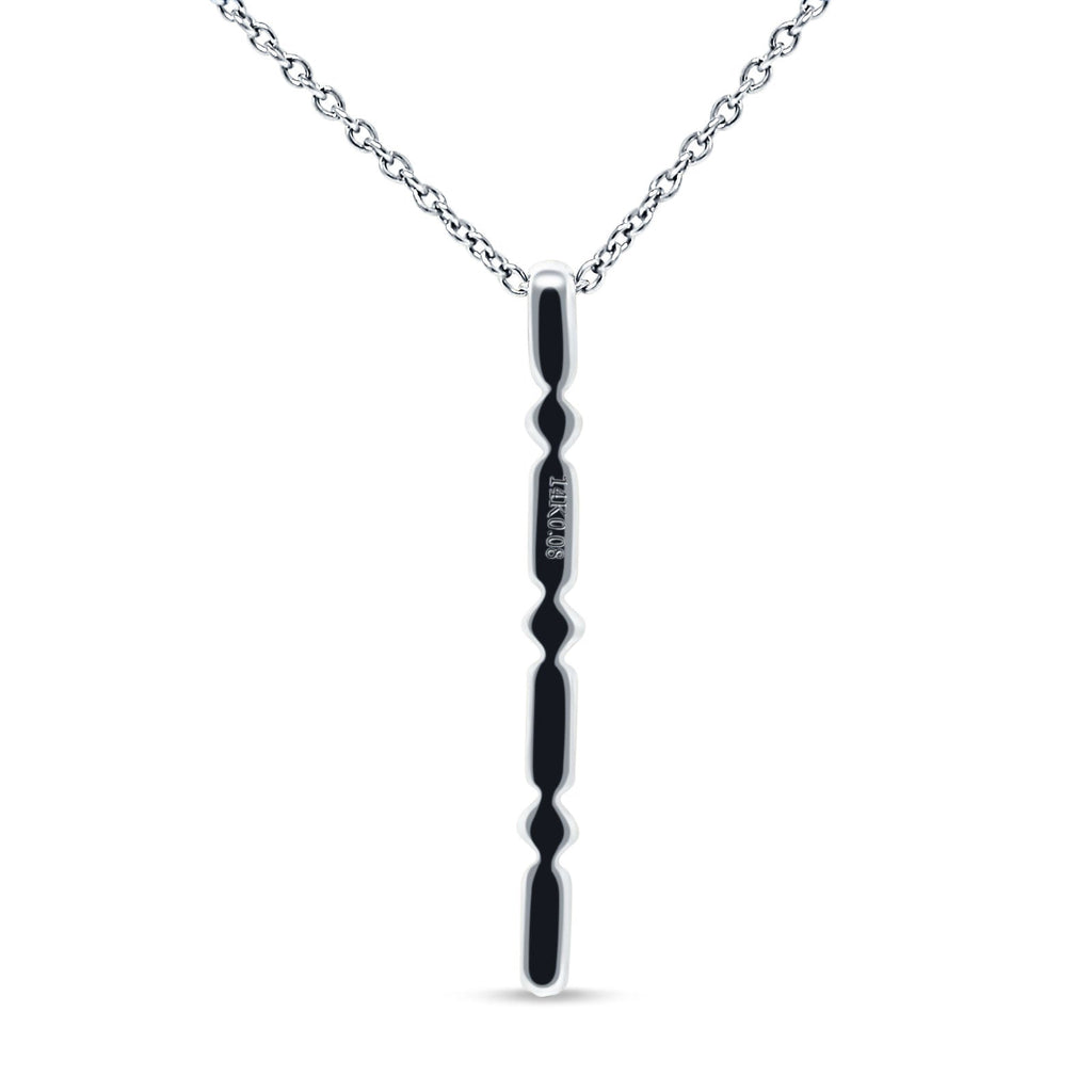 14K White Gold Diamond Drop Bar Pendant Necklace 18" W608225