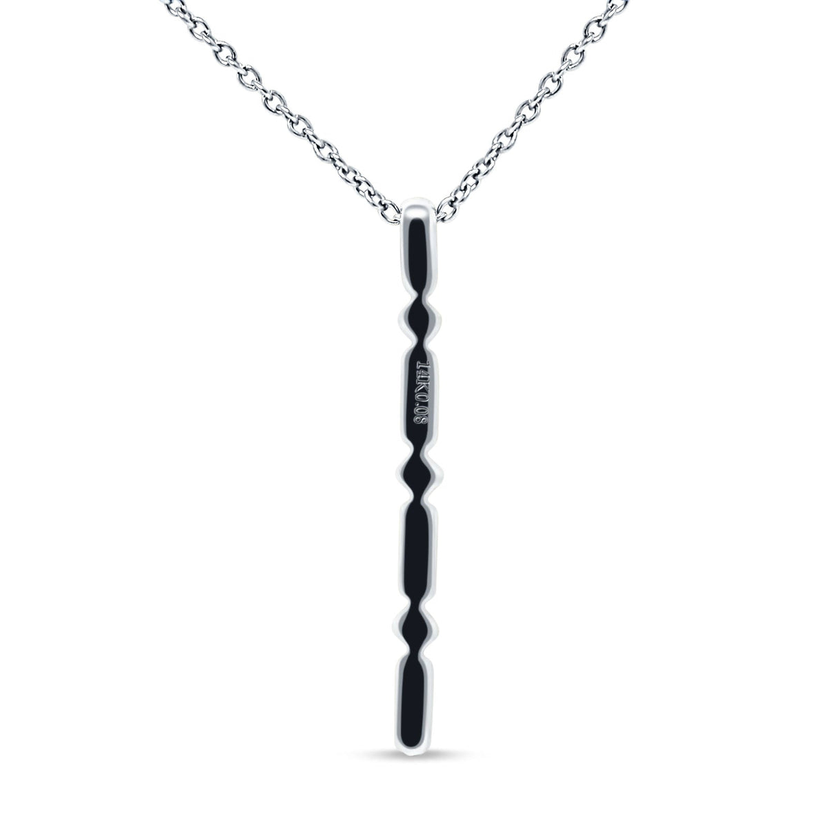 14K White Gold Diamond Drop Bar Pendant Necklace 18" W608225