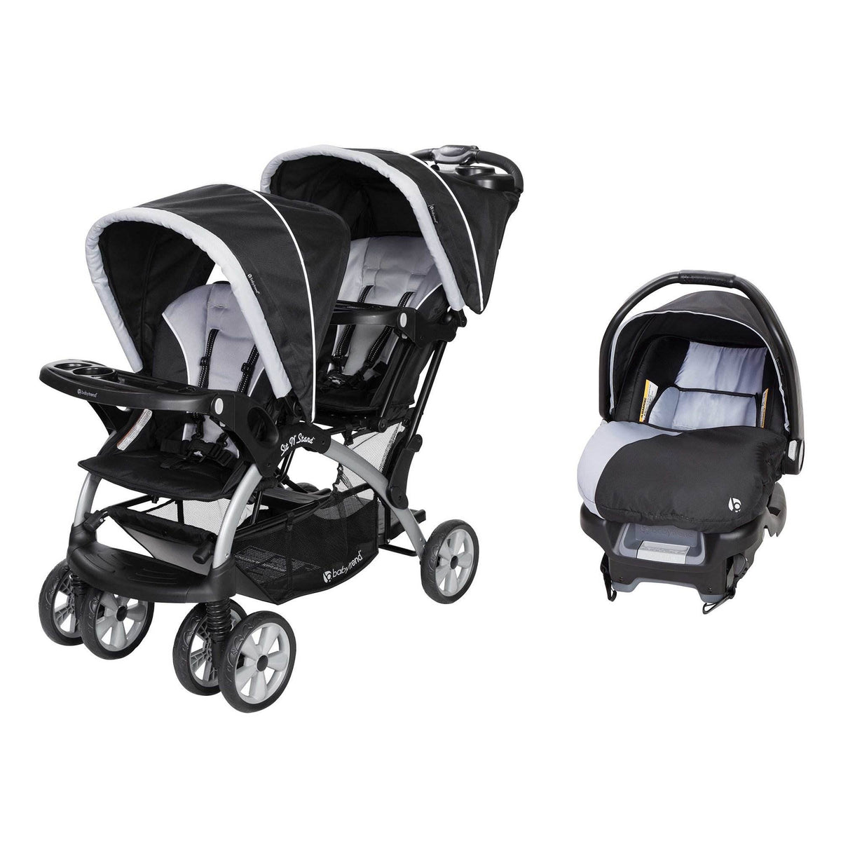 Sit N Stand Double Stroller Travel System with Infant Car Seat S180032