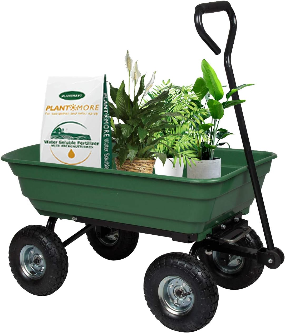 Garden Dump Cart Wagon with Steel Frame and Pneumatic Tires H2428