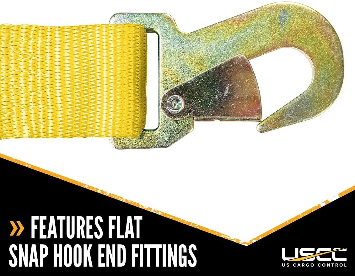 Yellow 2 Inch x 27 Foot Ratchet Straps with Snap Hook, 10 Pack A907