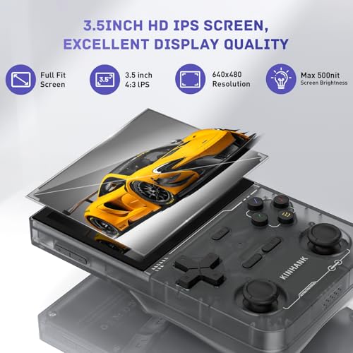 Retro Handheld Game Console with 64GB TF Card, 3.5 Inch IPS Screen Black M176