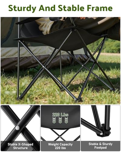 Black Reclining Camping Chair with Removable Footrest X331