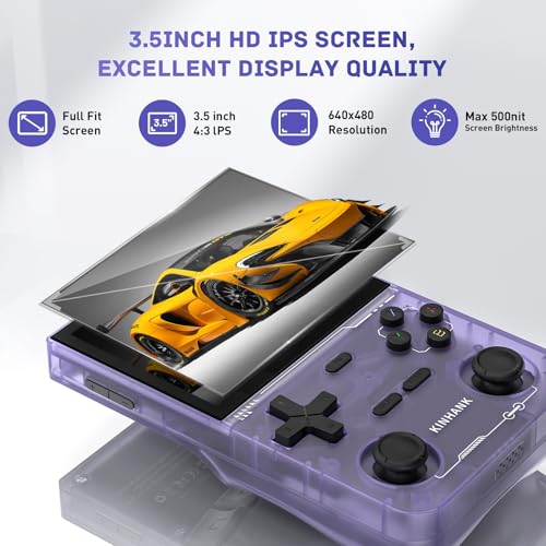 Retro Handheld Game Console with 64GB TF Card, 3.5 Inch IPS Screen Black M176