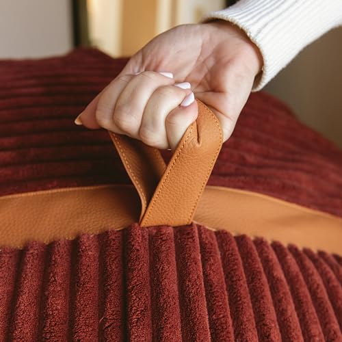 Deep Terracotta Corded Plush 6 feet Foam Filled Bean Bag Chair with Removable Cover K433495