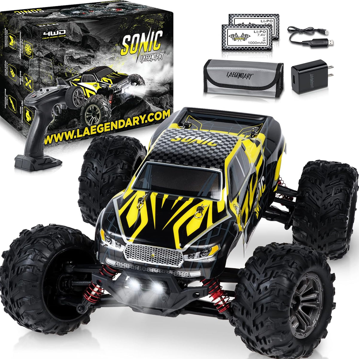 Off Road Remote Control Car 4x4 Truck 1:16 Scale Black Yellow O2176