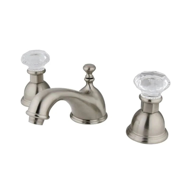 Satin Nickel Widespread Lavatory Faucet with Crystal Handle Q9043