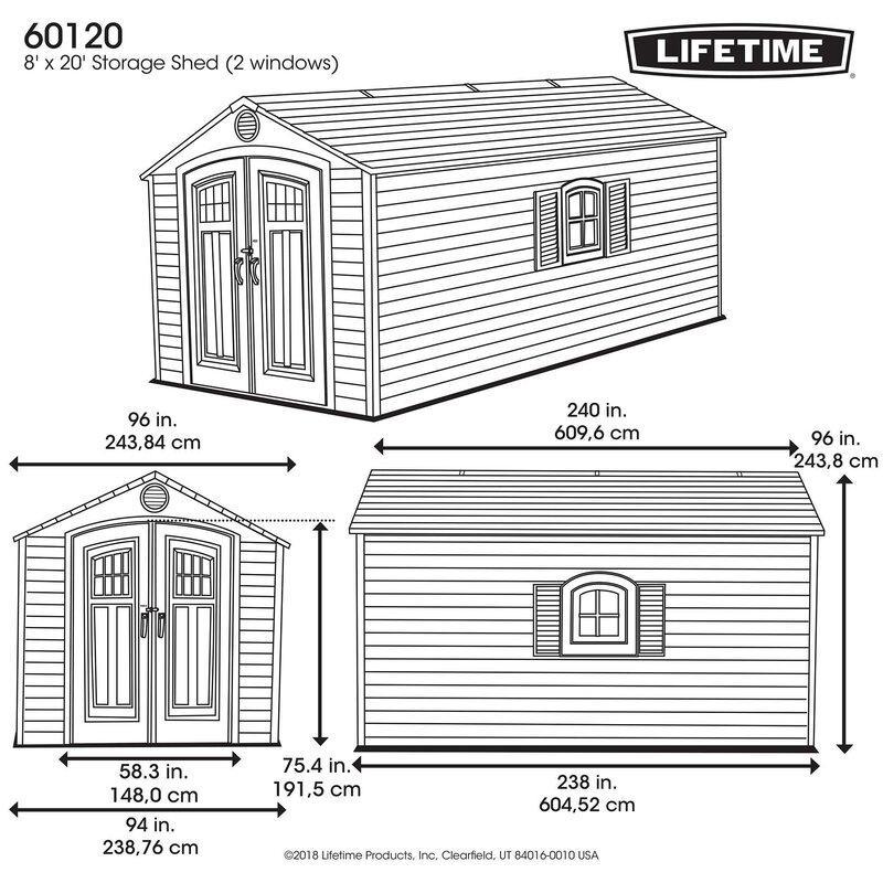 8 ft. W x 20 ft. D Plastic Storage Shed E2897