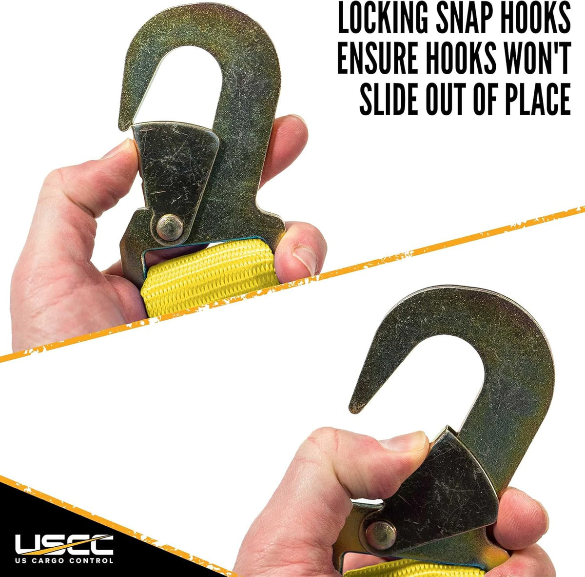 Yellow 2 Inch x 27 Foot Ratchet Straps with Snap Hook, 10 Pack A907
