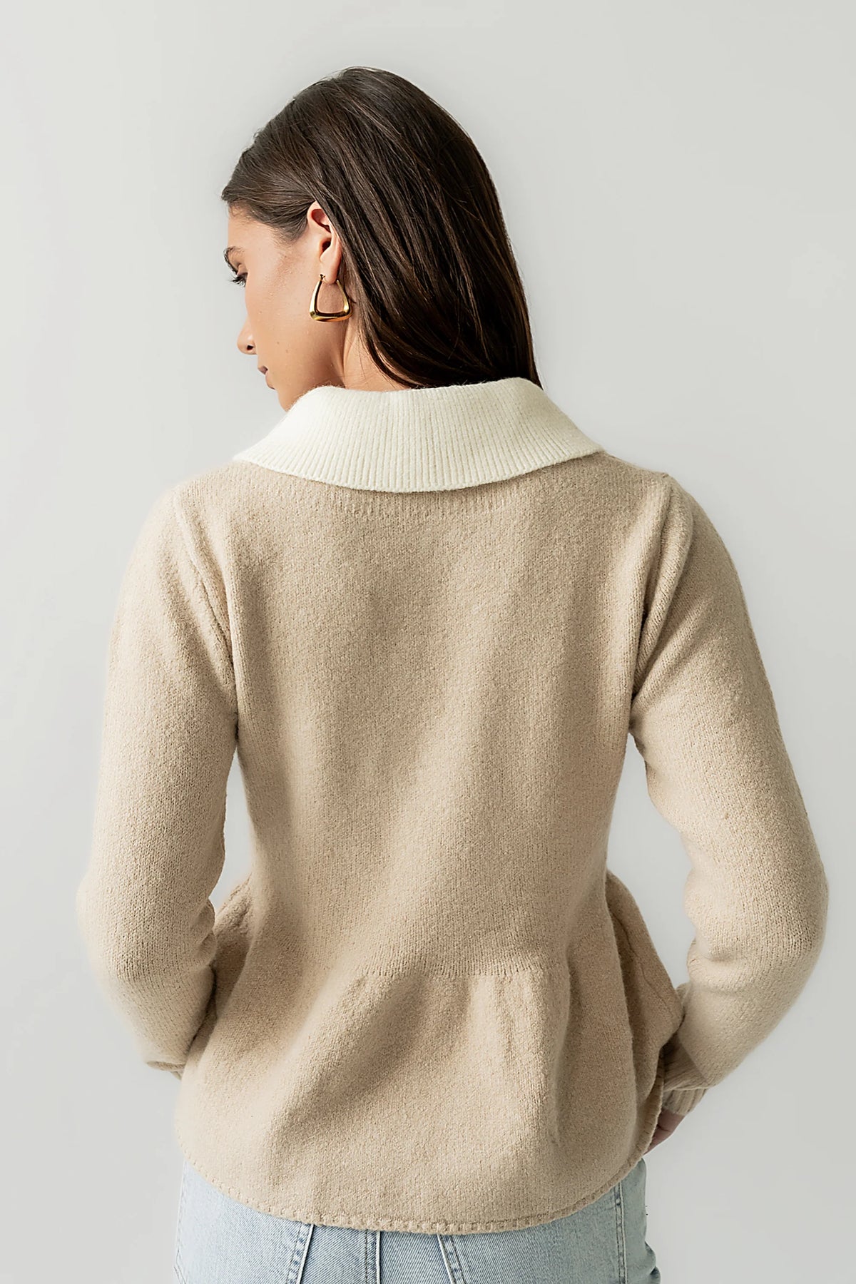 Taupe Peplum Sweater O986499