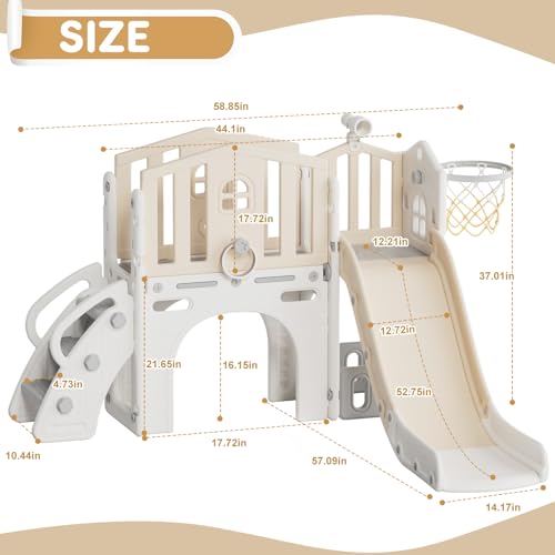 Blue 8 in 1 Toddler Slide with Basketball Hoop and Ball W198