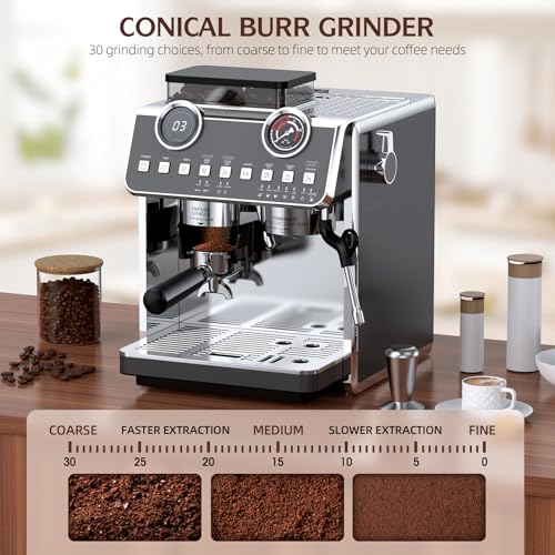 20 Bar 58mm Stainless Steel Espresso Machine with Grinder S3217