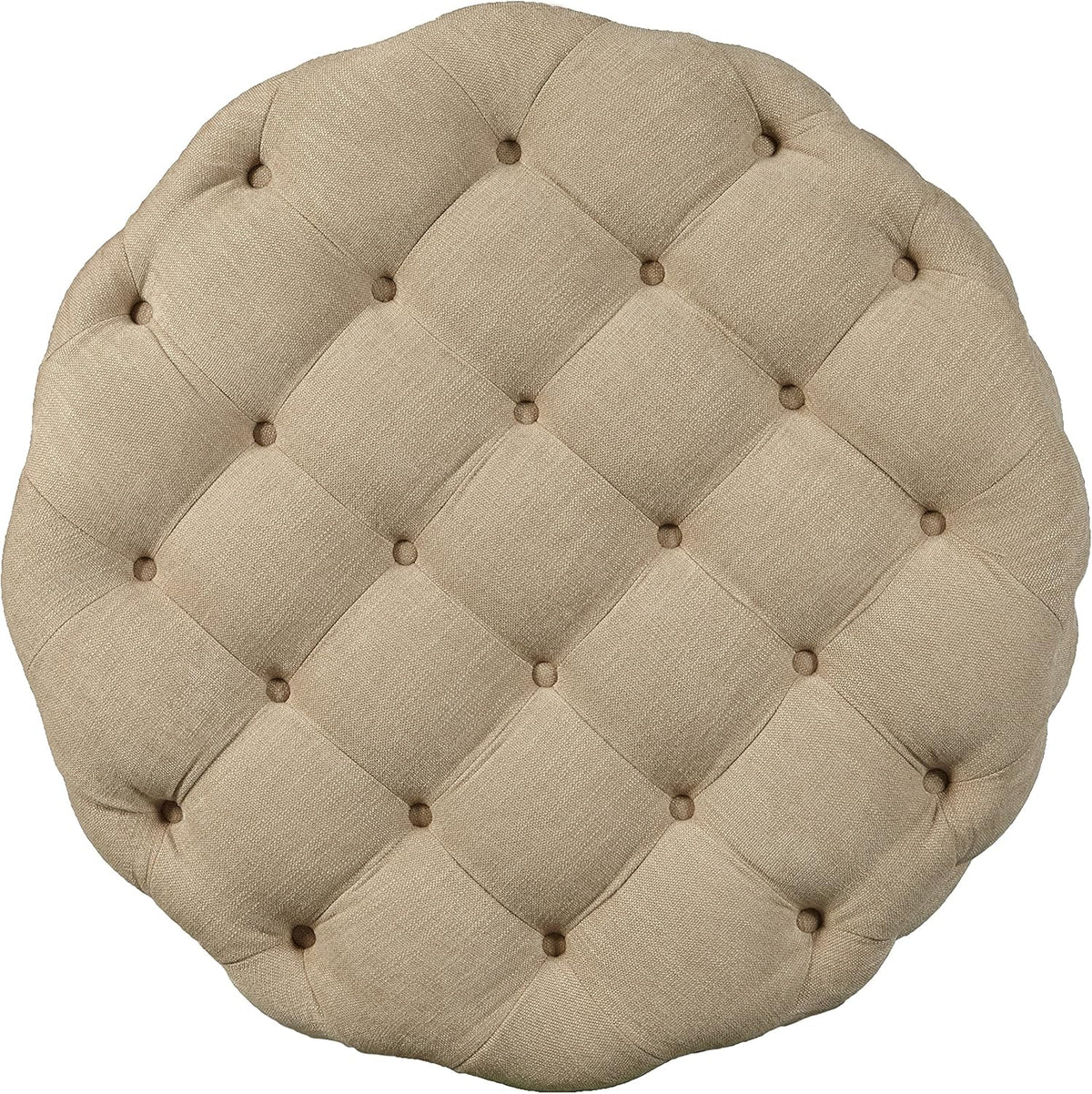 Beige Round Tufted Ottoman N6565