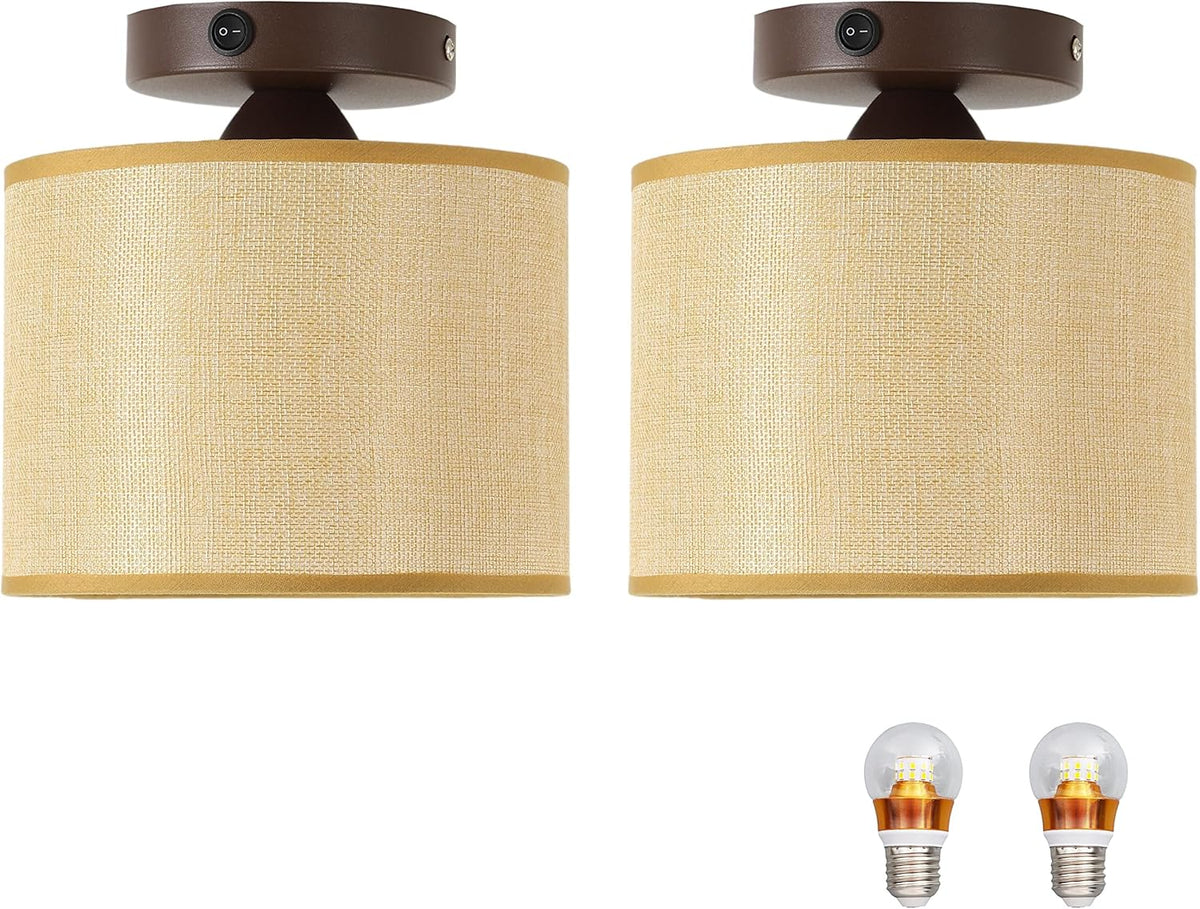12V RV Interior Light Fixture with On&Off Switch, Beige Fabric Shade K177050