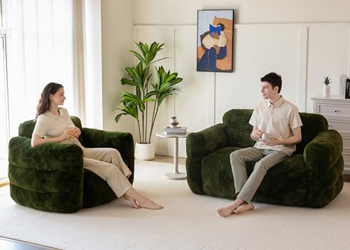 Green Oversized Fluffy Bean Bag Sofa J68683