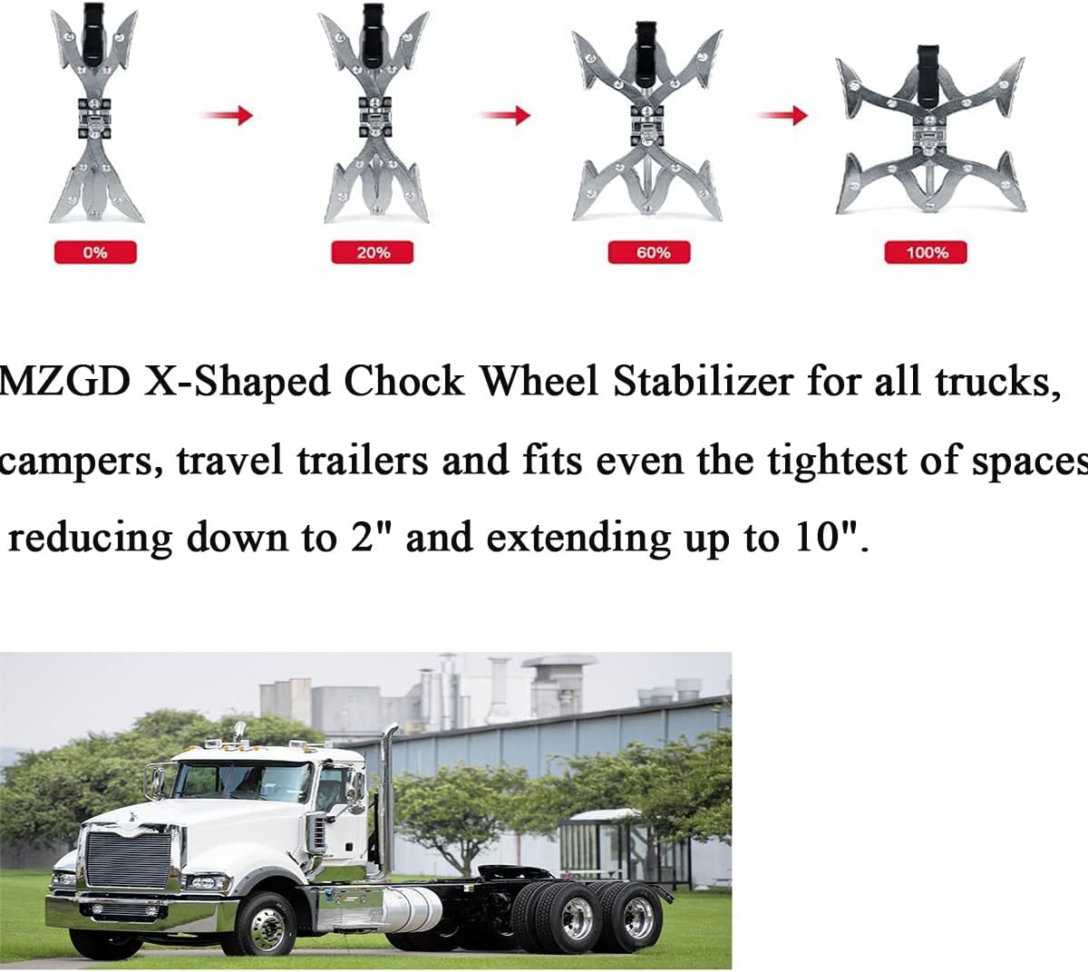 X-Shaped Wheel Chock Stabilizer with Integrated Wrench, 2 Sets H828
