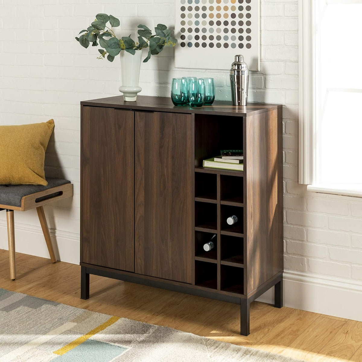34 Inch Slate Grey Wood Storage Cabinet L2611