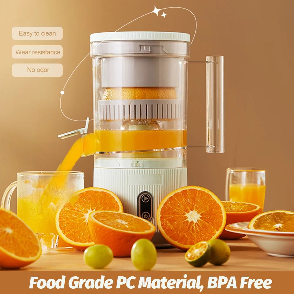 Electric Citrus Juicer Squeezer with Pulp Basket, 300ml, USB Charging, BPA-Free (White) L152
