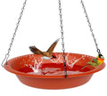 16 inch Green Hanging Bird Bath Bowl with Black Chains A6628