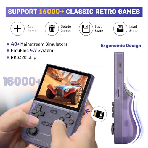 Retro Handheld Game Console with 64GB TF Card, 3.5 Inch IPS Screen Black M176