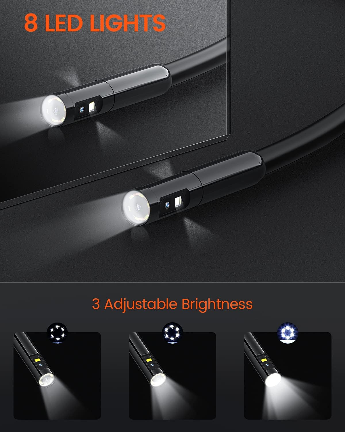 Waterproof Triple Lens Inspection Camera with Light V115