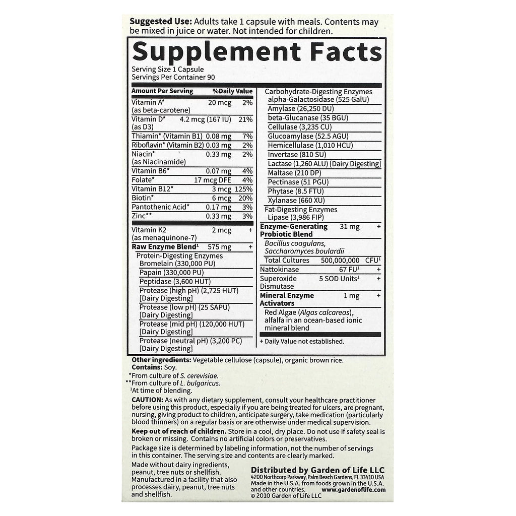 90 Vegetarian Capsules Enzymes J8844