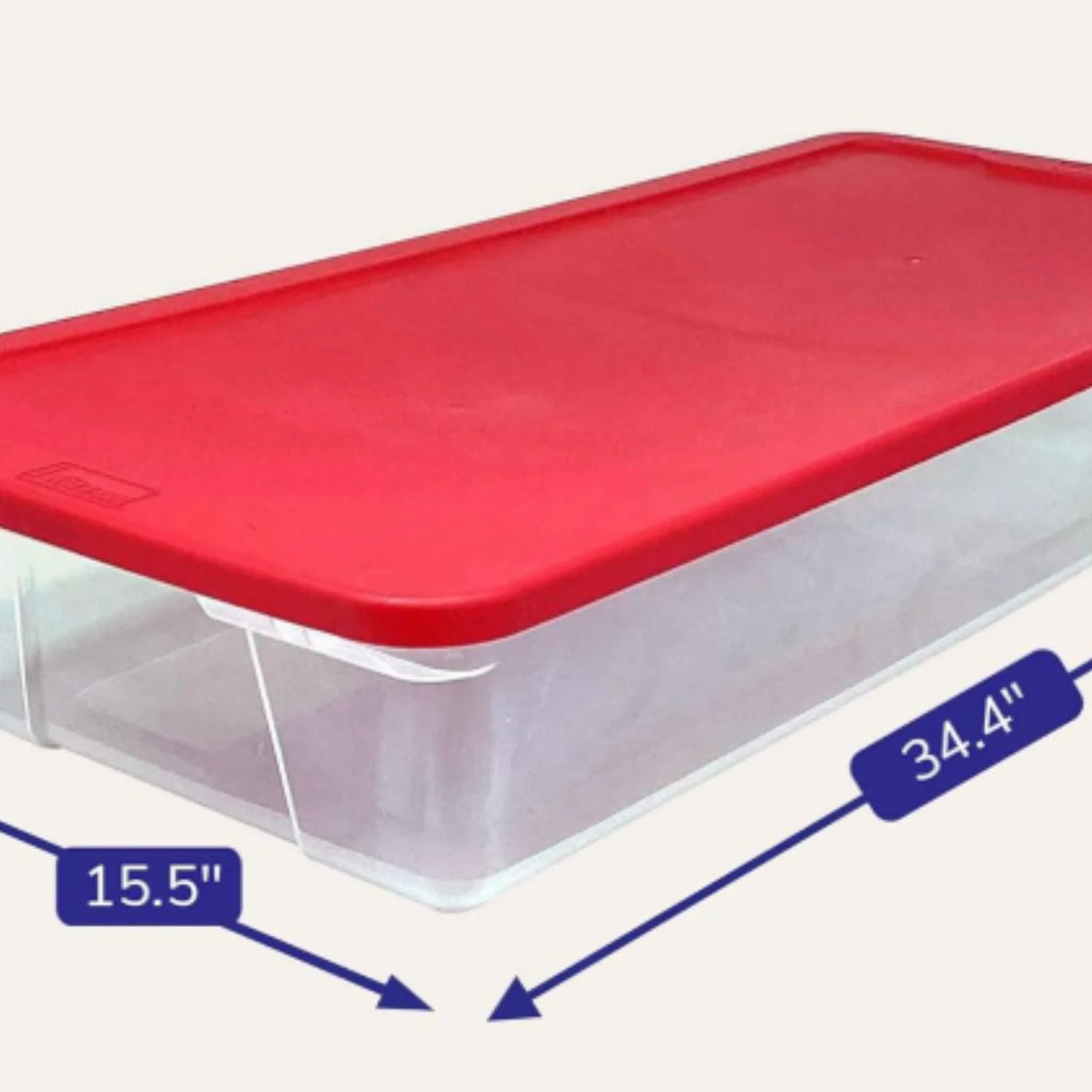 2-Pack Clear Plastic Storage Organizer Bins with Lids, 41 Quart, Red L9863