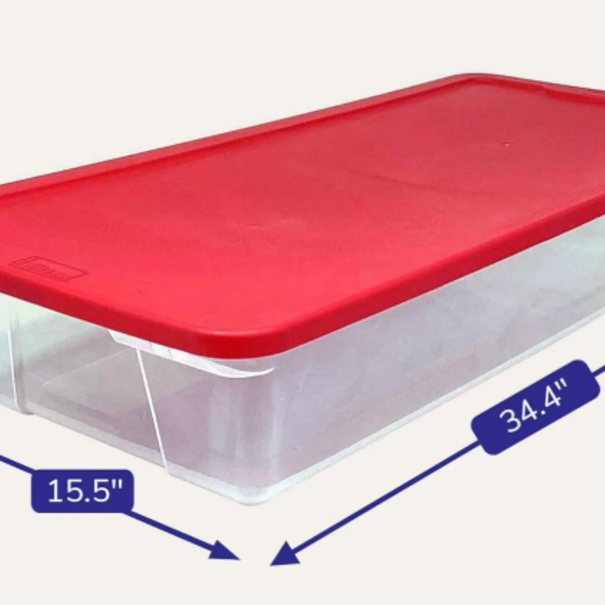 2-Pack Clear Plastic Storage Organizer Bins with Lids, 41 Quart, Red L9863