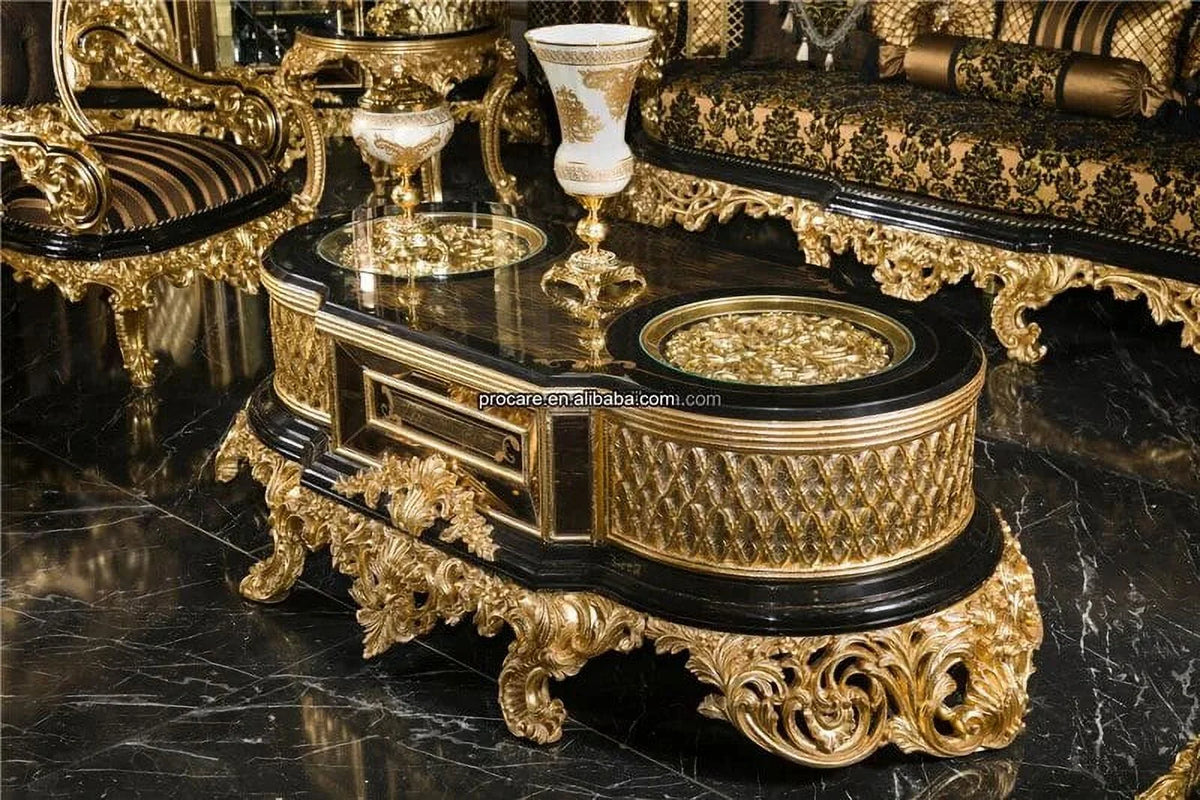Black Gold Hand Carved Sofa Set W493423