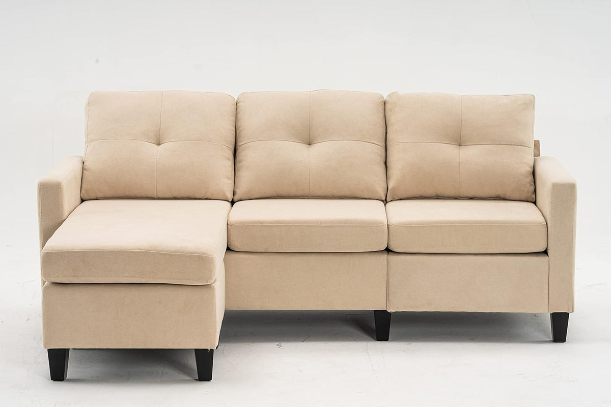 Beige Fabric Sectional Sofa with Chaise O16193