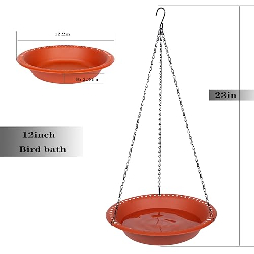 16 inch Green Hanging Bird Bath Bowl with Black Chains A6628
