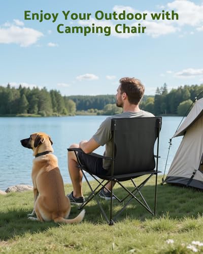 Black Reclining Camping Chair with Removable Footrest X331
