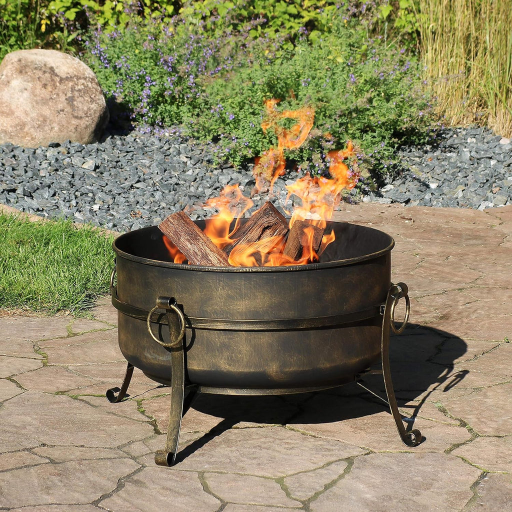 24-Inch Wood-Burning Fire Pit with Spark Screen, Poker, and Grate W841803