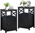 Set of 2 Antique Black Side Table with Storage Cabinet B705