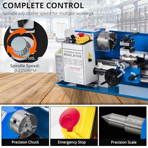 550W Mini Metal Lathe 7" x 12" Benchtop with 3-Jaw Chuck O816