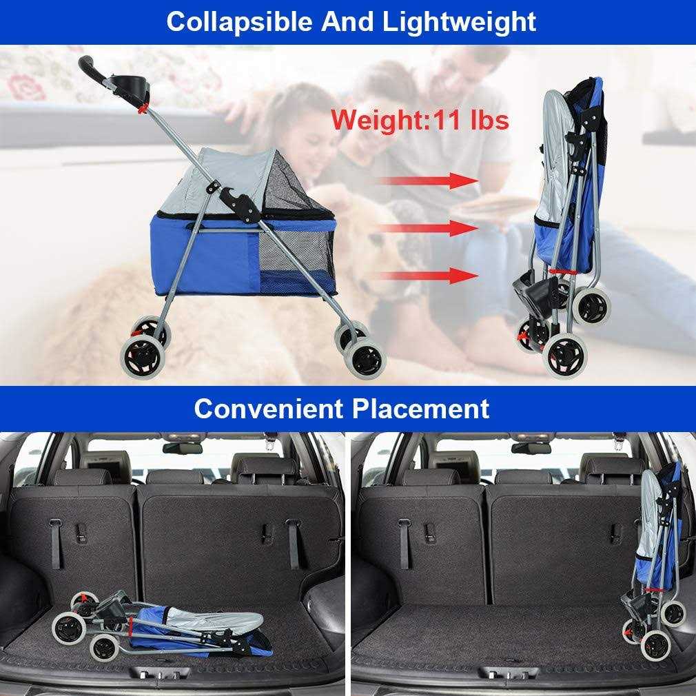 4 Wheels Folding Waterproof Portable Pet Stroller A16829