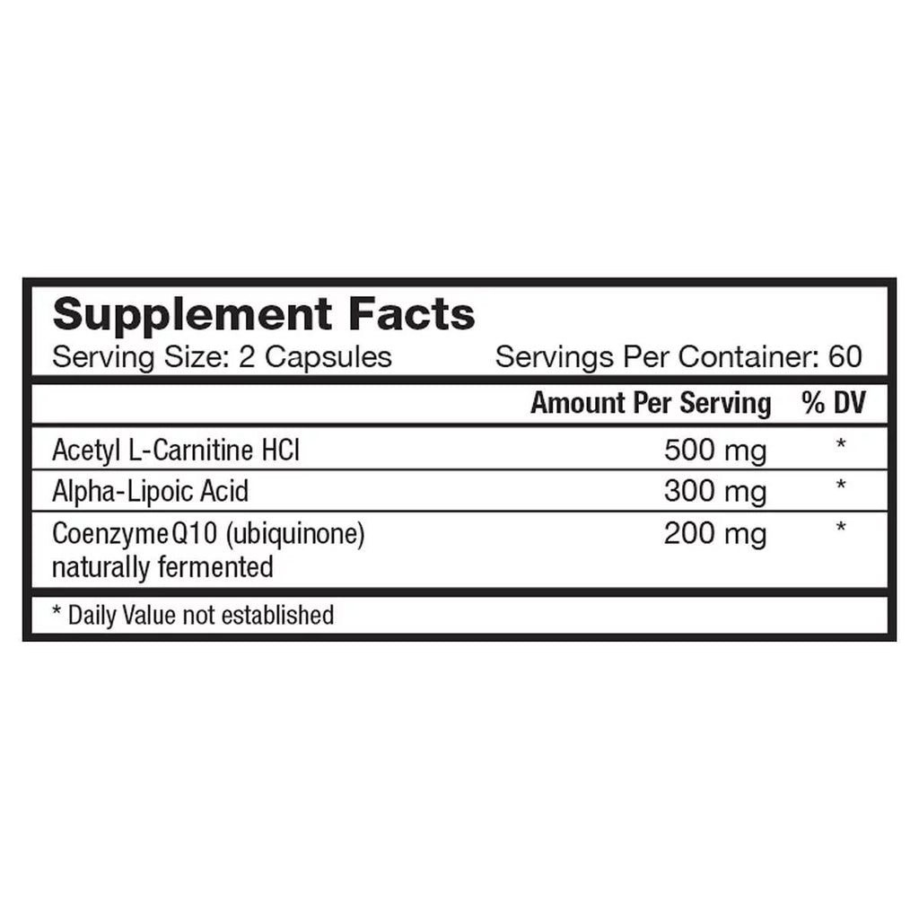 120 Vegetarian Capsules CoQ10 Alpha Lipoic Acid Acetyl L-Carnitine E2752