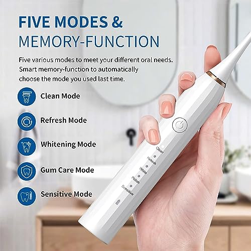 Rechargeable Electric Toothbrush with 4 Heads 5 Modes Black V583780