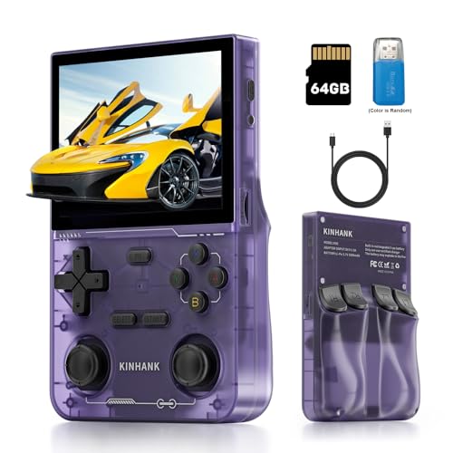 Retro Handheld Game Console with 64GB TF Card, 3.5 Inch IPS Screen Black M176