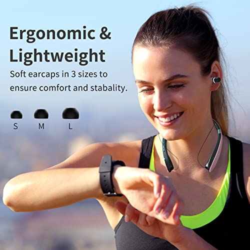 Black Foldable Wireless Neckband Headphones with Retractable Earbuds K918