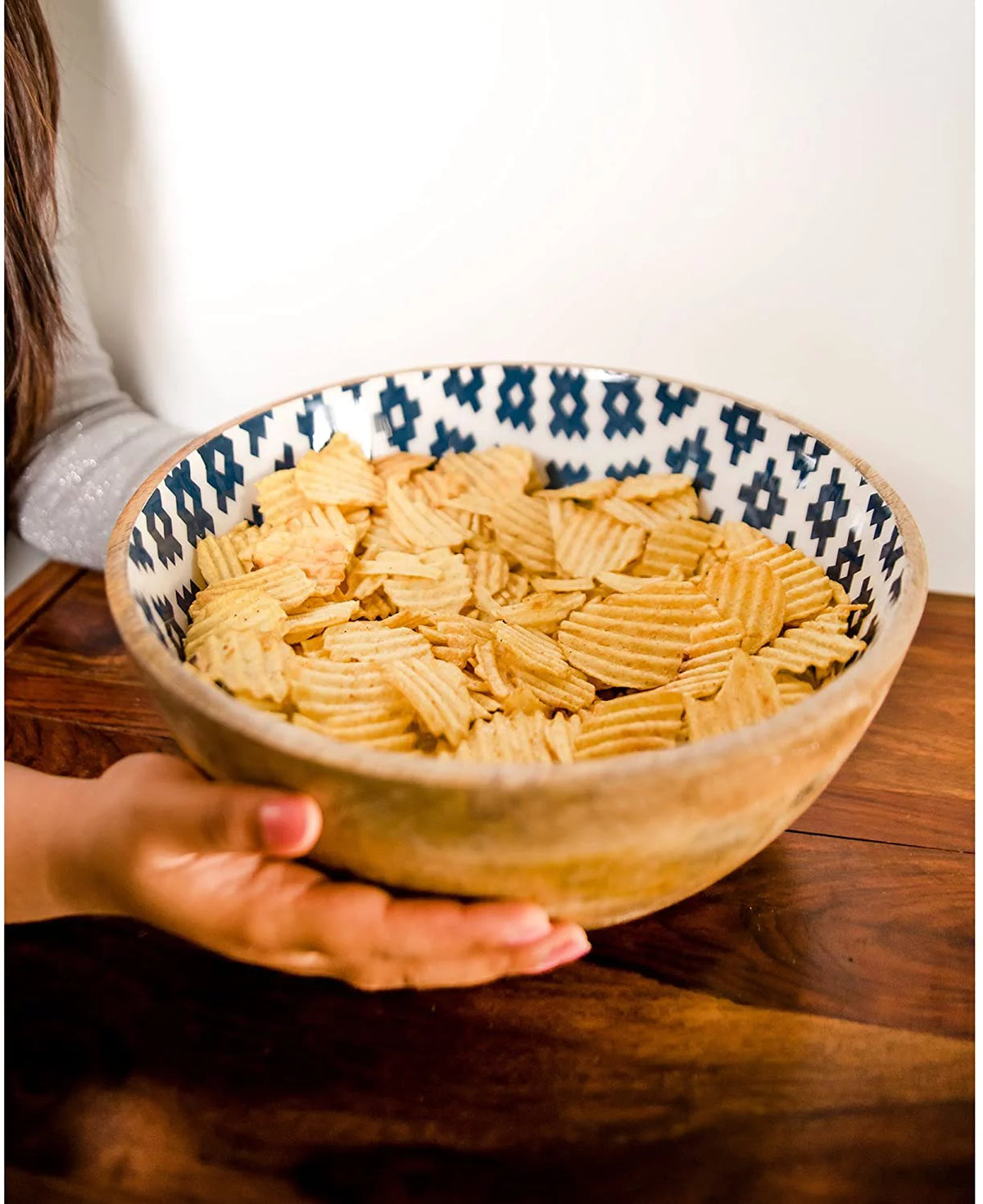 Mango Wood Salad Bowl with Serving Tongs H27291