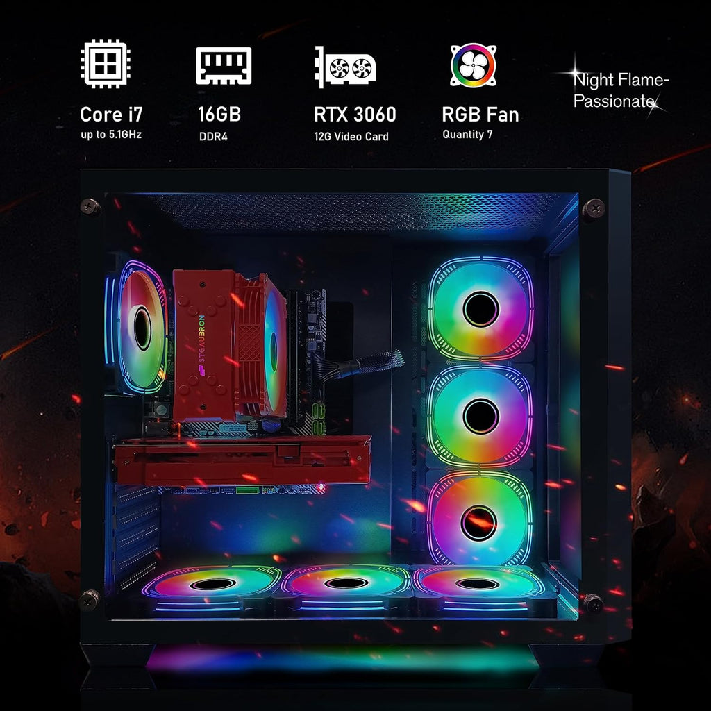 Gaming Desktop PC, GeForce RTX 3060 12G, Intel Core i7-10700KF up to 5.1G, 16G DDR4, 1T SSD, WiFi, BT 5.0 O51763