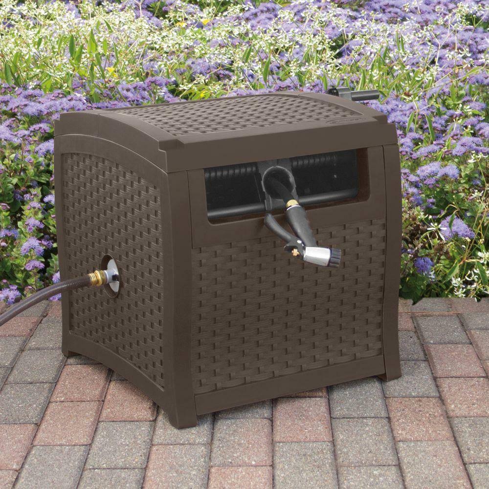 Wicker Hideaway Hose Reel with Brass In-Out Tube Y536641