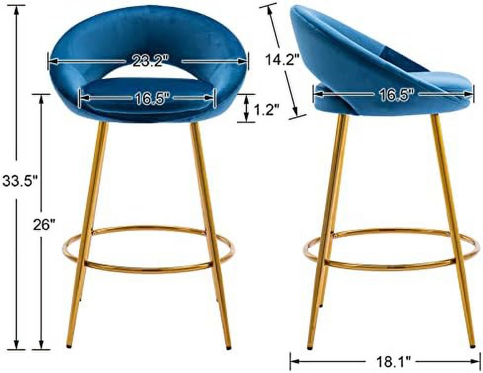 30" Velvet Stools with Gold Metal Legs K376092