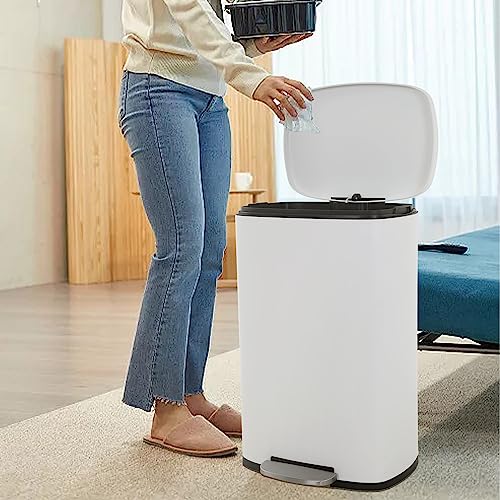50 Liter Stainless Steel Trash Can with Lid and Foot Pedal D52031