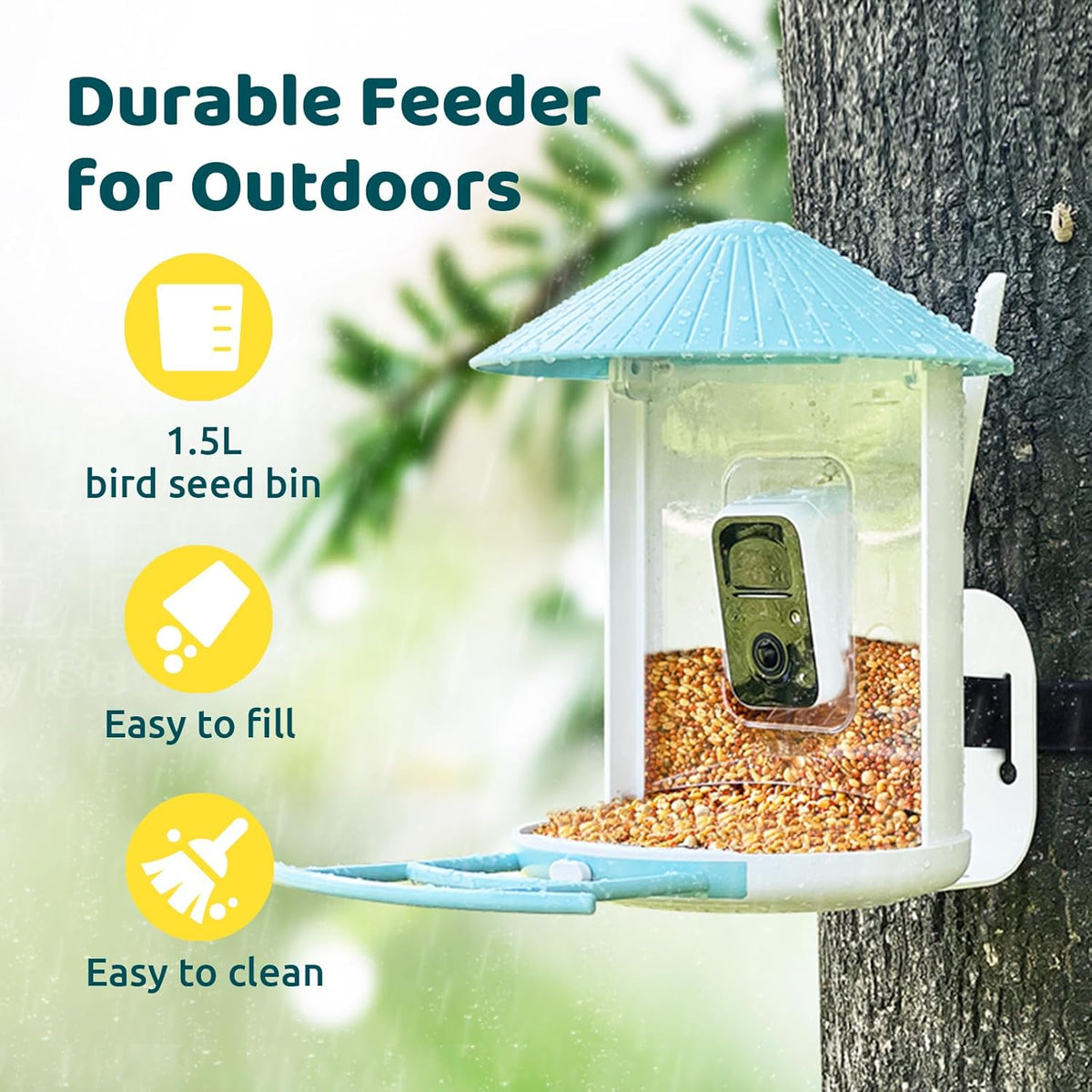 Smart Bird Feeder with Camera and Solar Panel W1140