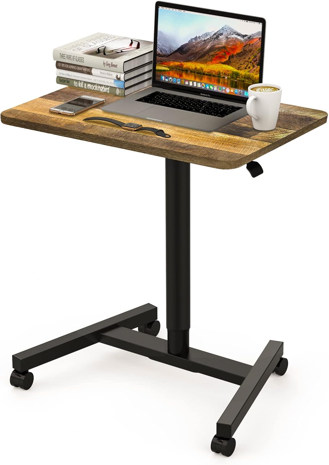 Adjustable Rolling Laptop Desk Cart with Wheels N76924