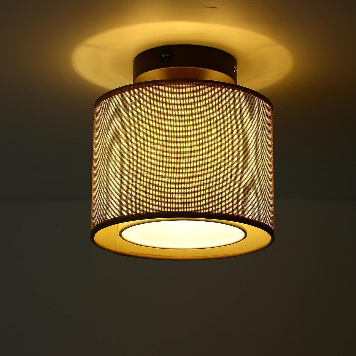 12V RV Interior Light Fixture with On&Off Switch, Beige Fabric Shade K177050